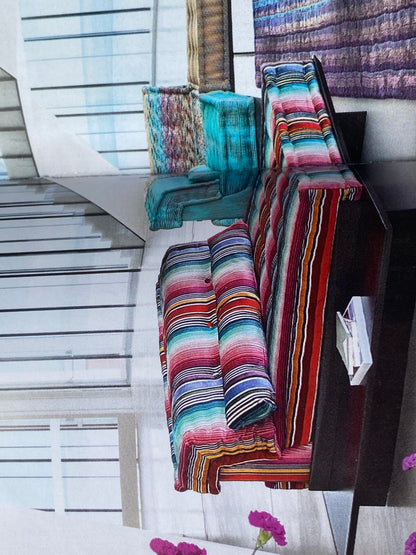 Lee Jofa Glentworth Copper Candy Red Green Yellow Pink Stripe Silk Bty