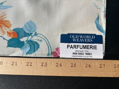 Scalamandre Parfumerie Orange Teal Floral Cotton Printed Fabric - Special Order