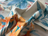 Scalamandre Parfumerie Orange Teal Floral Cotton Printed Fabric - Special Order
