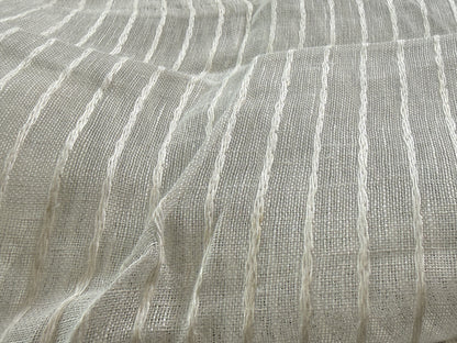 Scalamandre Janelle Linen Sheer Oyster White Stripe Texture 100% Linen - 1.2 yards plus long tail