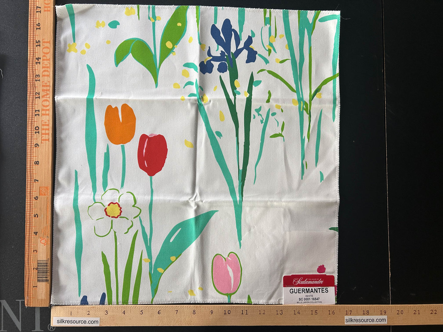 Scalamandre Guermantes White Modern Tulip Daffodil Blossom Wild Flower Cotton Satin Fine Art Print -Special Order