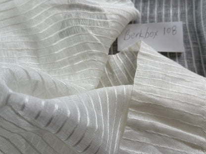 Scalamandre Janelle Linen Sheer Oyster White Stripe Texture 100% Linen - 1.2 yards plus long tail
