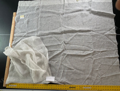 Scalamandre Janelle Linen Sheer Oyster White Stripe Texture 100% Linen - 1.2 yards plus long tail