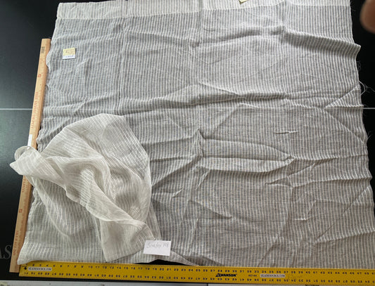 Scalamandre Janelle Linen Sheer Oyster White Stripe Texture 100% Linen - 1.2 yards plus long tail