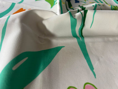 Scalamandre Guermantes White Modern Tulip Daffodil Blossom Wild Flower Cotton Satin Fine Art Print -Special Order