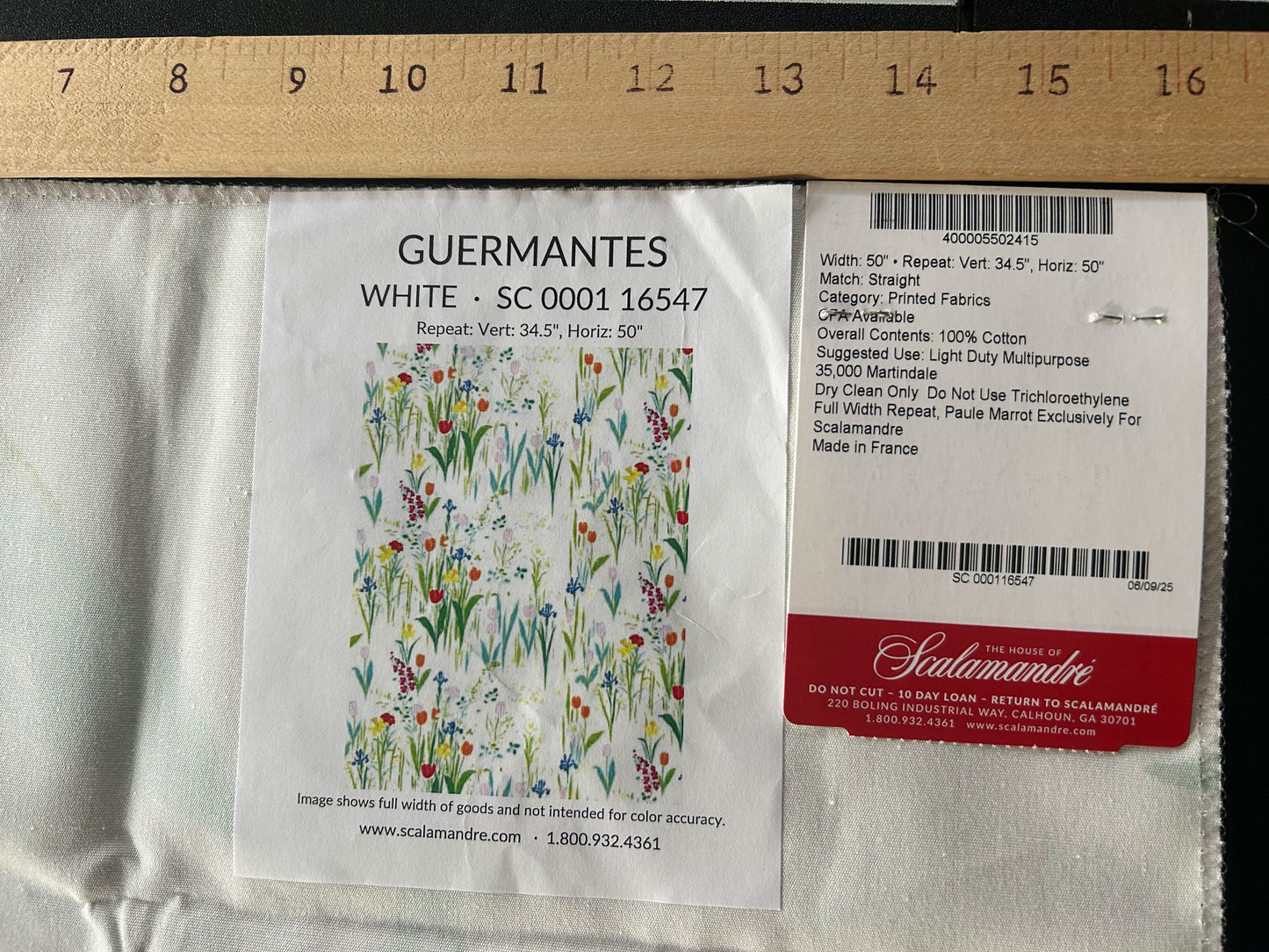 Scalamandre Guermantes White Modern Tulip Daffodil Blossom Wild Flower Cotton Satin Fine Art Print -Special Order