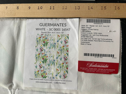 Scalamandre Guermantes White Modern Tulip Daffodil Blossom Wild Flower Cotton Satin Fine Art Print -Special Order