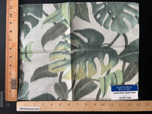 Scalamandre Rainforest Warp Print Leaf Warp Fabric - Green - Special Order