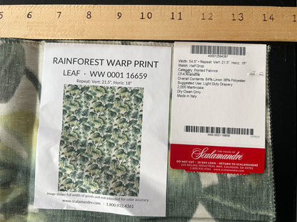 Scalamandre Rainforest Warp Print Leaf Warp Fabric - Green - Special Order