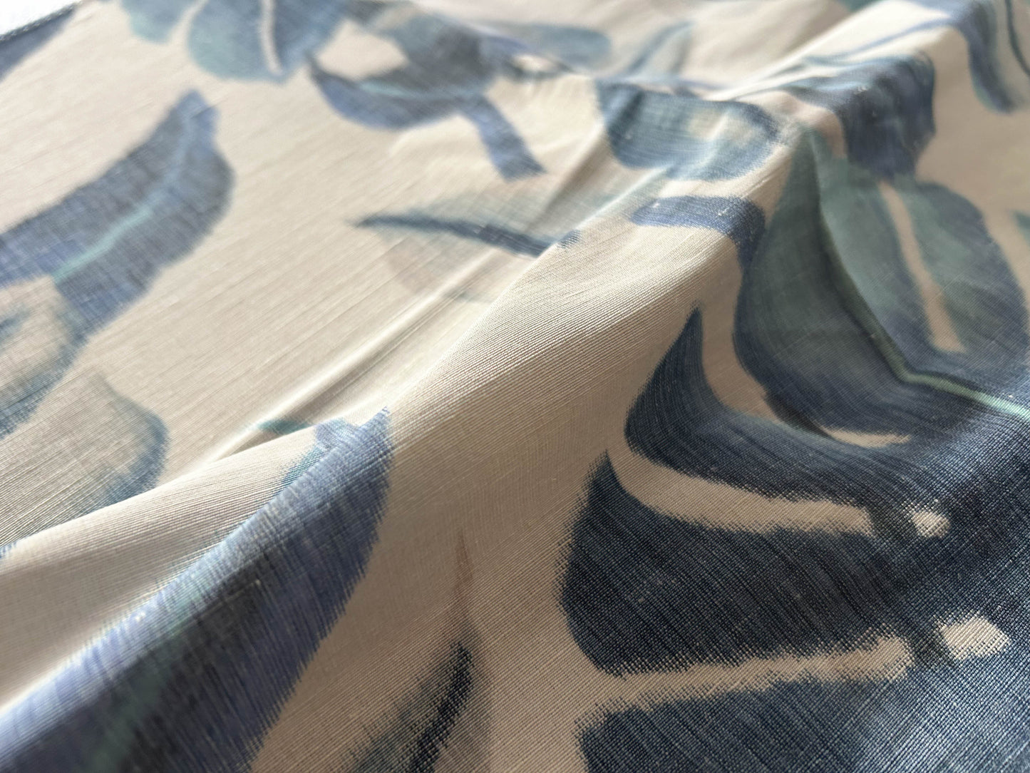 Scalamandre Rainforest Warp Print Blue Mirage Warp Fabric - Blue - Special Order