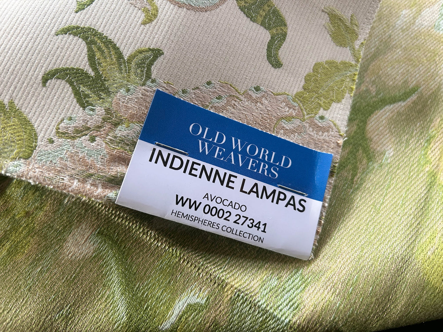 Scalamandre Indienne Lampas Avocado Floral Jacobean Tree of Life Lampas Fabric - Green  - Special Order