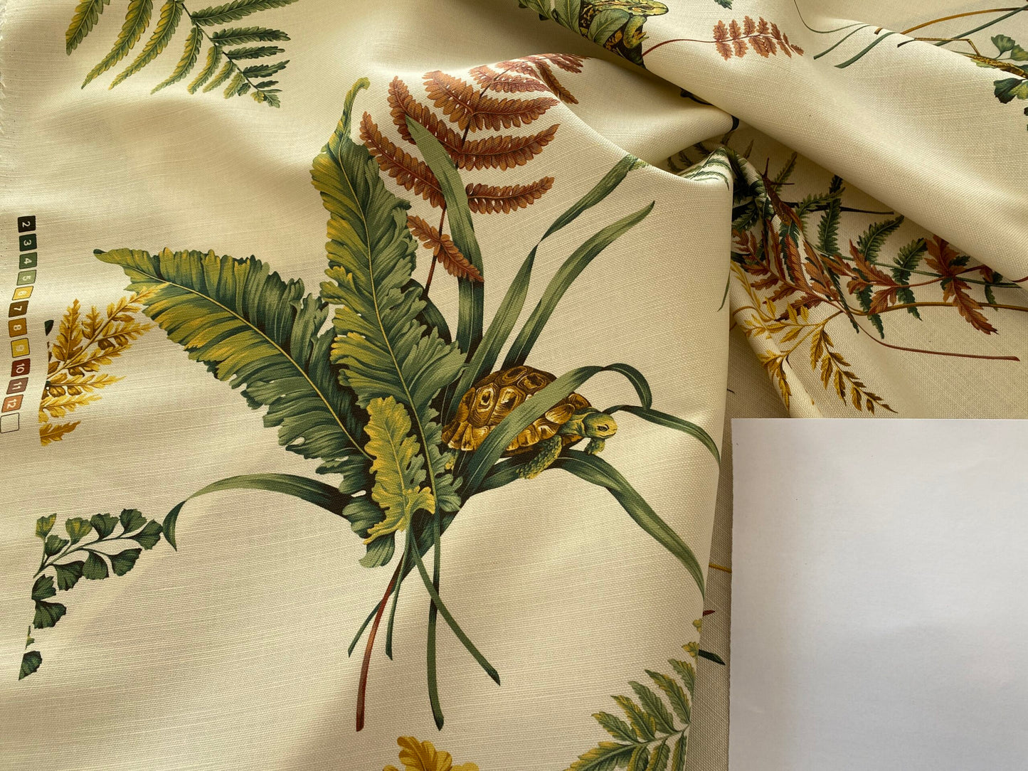 Scalamandre Felce Linen Fern Turtle Dragonfly Newt Wildlife Forest on MSRP USD 340/Y