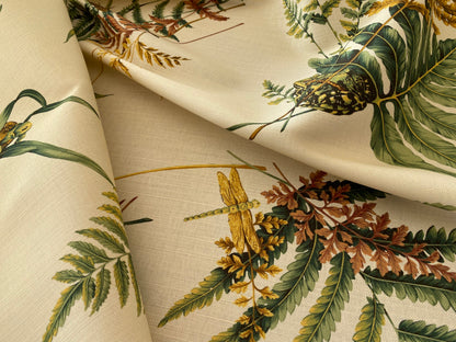 Scalamandre Felce Linen Fern Turtle Dragonfly Newt Wildlife Forest on MSRP USD 340/Y
