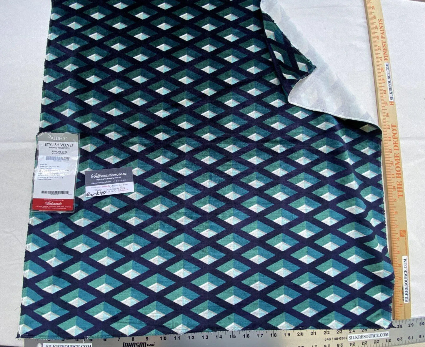 11 Berkbox40 Scalamandre Various ALDECO Stylish Velvet Emerald Reflections  MSRP USD400+