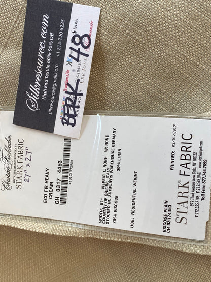 Scalamandre Eco FR Heavy Cream Viscose Plain - 27″x 27″ Square