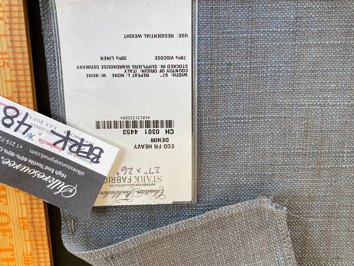 Scalamandre ECO FR Heavy Denim Viscose Plain Blue - Square 27″x 26″