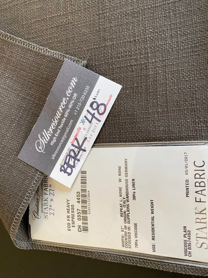 Scalamandre ECO FR Heavy Espresso Viscose Plain Dark Brown - Square 27″x 27″