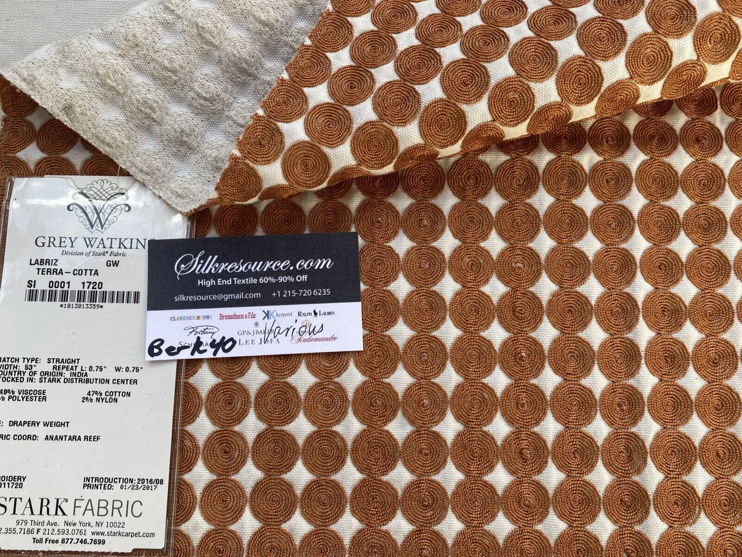 19 Berkbox40 Scalamandre Grey Watkins Various Labriz Terra - Cotta MSRP USD400+/yd