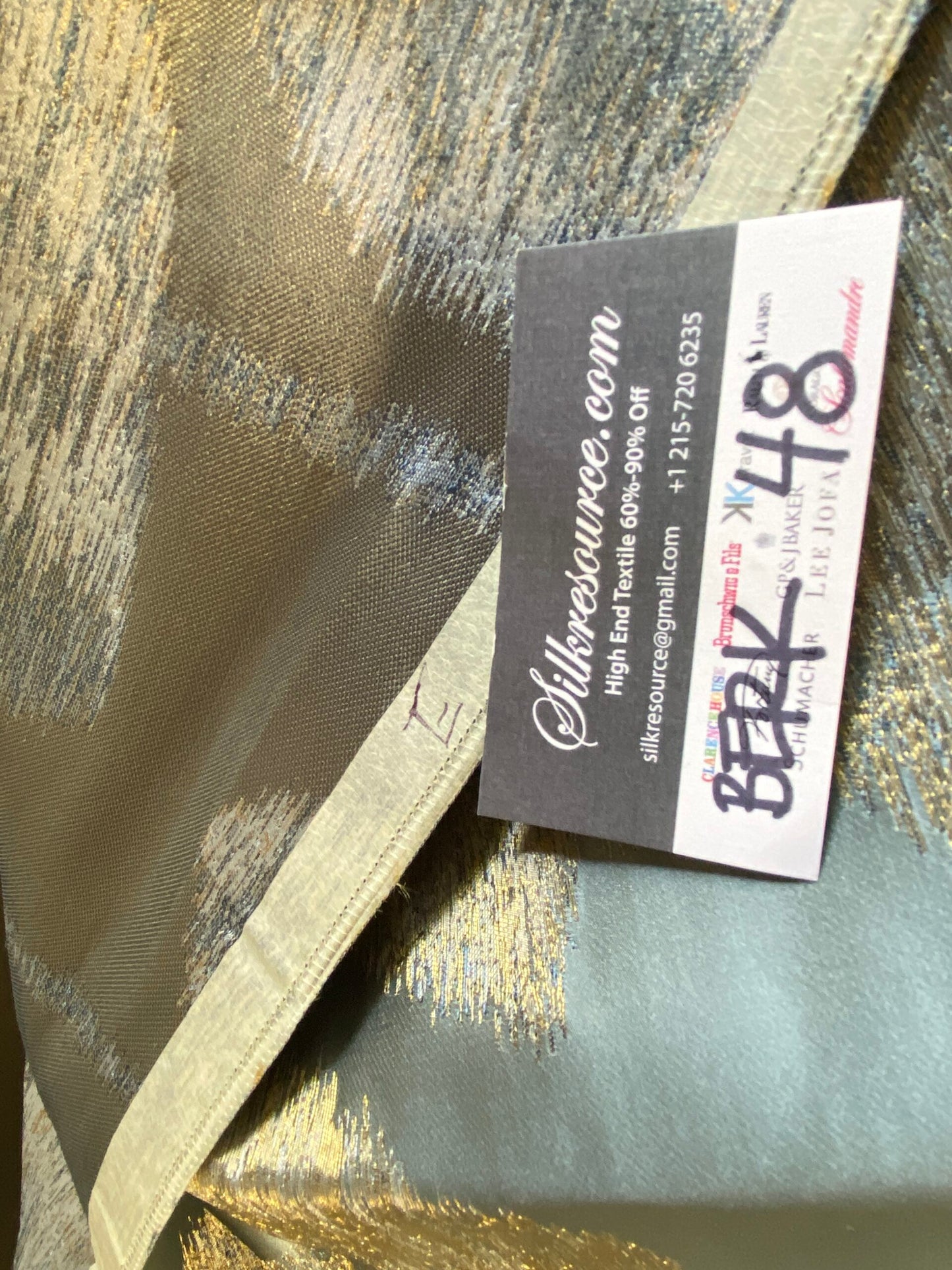 Scalamandre Isabella Contemporary Blue Shimmer - 27”W x 35”L