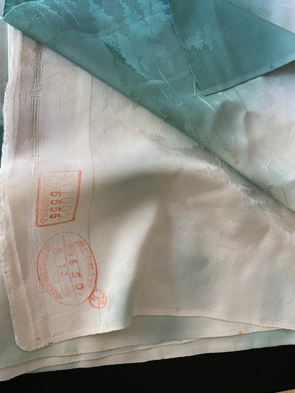 "Snow Falls On Cedars" 100%silk Tsukesage Bolt: Forest Trees Gradation@y75 12yards