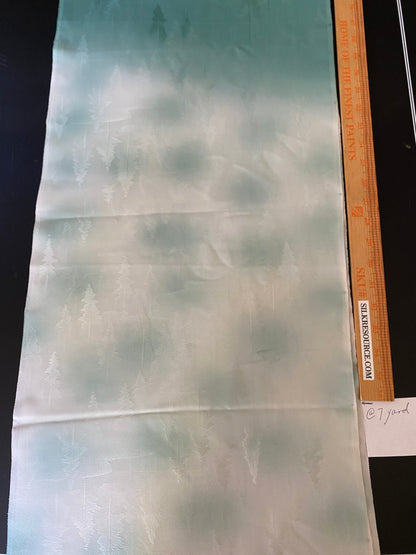 "Snow Falls On Cedars" 100%silk Tsukesage Bolt: Forest Trees Gradation@y75 12yards