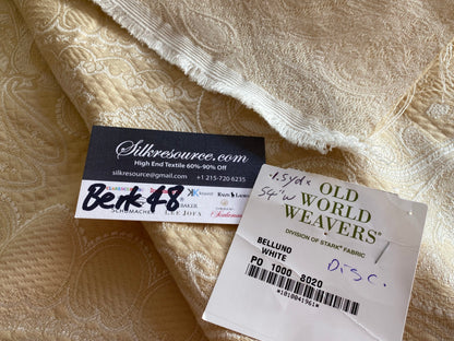 Scalamandre Old World Weaver Belluno White Damask - 1.5yd X 54 inches