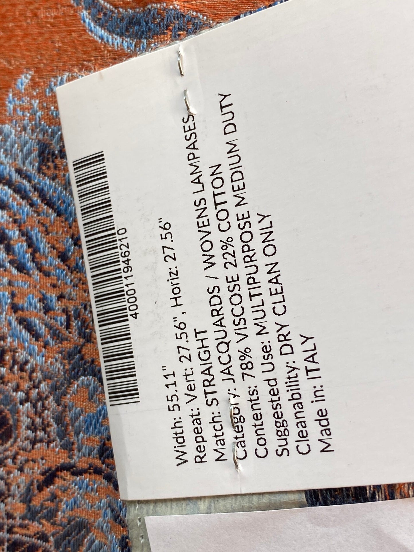 by yard Scalamandre Dragon Tableau Persimmon Blue Lampas Chinoiserie Orange MSRP USD 716/y