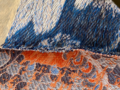 by yard Scalamandre Dragon Tableau Persimmon Blue Lampas Chinoiserie Orange MSRP USD 716/y