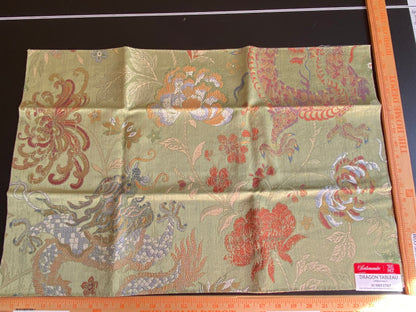 by yard Scalamandre Dragon Tablea Spring Multi Lampas Chinoserie Green MSRP USD 716/y