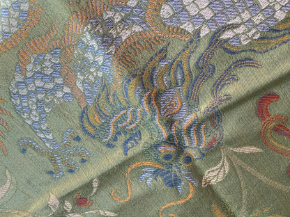 by yard Scalamandre Dragon Tablea Spring Multi Lampas Chinoserie Green MSRP USD 716/y