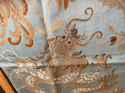 Additional payment Special Order Scalamandre Dragon Tableau, Copper Sky Lampas Chinoserie Blue