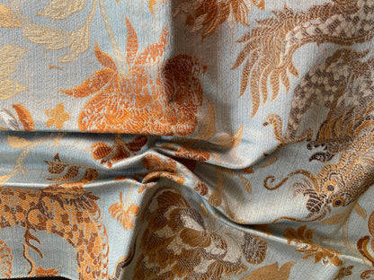 Additional payment Special Order Scalamandre Dragon Tableau, Copper Sky Lampas Chinoserie Blue