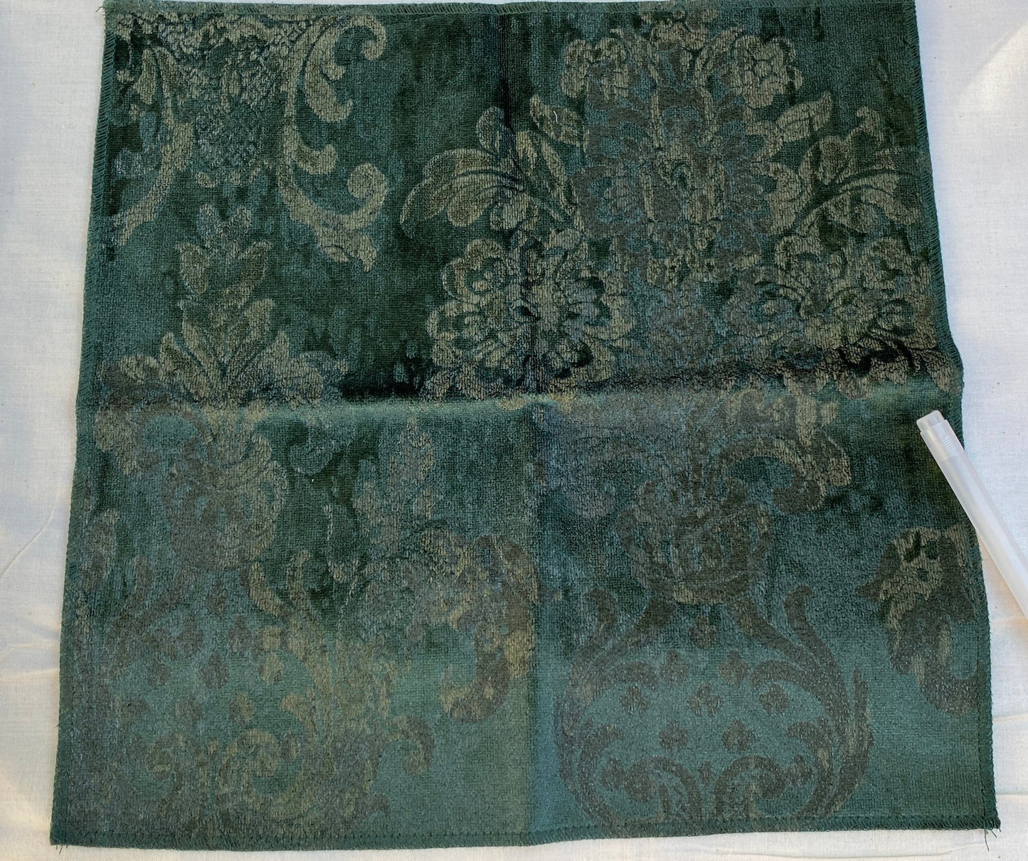 Velvet Rich Emerald Green Printed Renaissance Damask Radiance