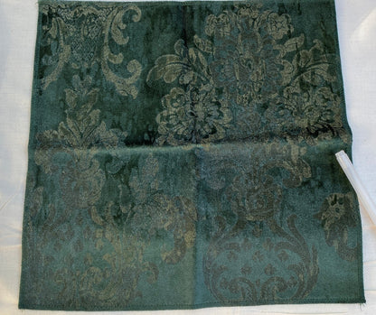 Velvet Rich Emerald Green Printed Renaissance Damask Radiance