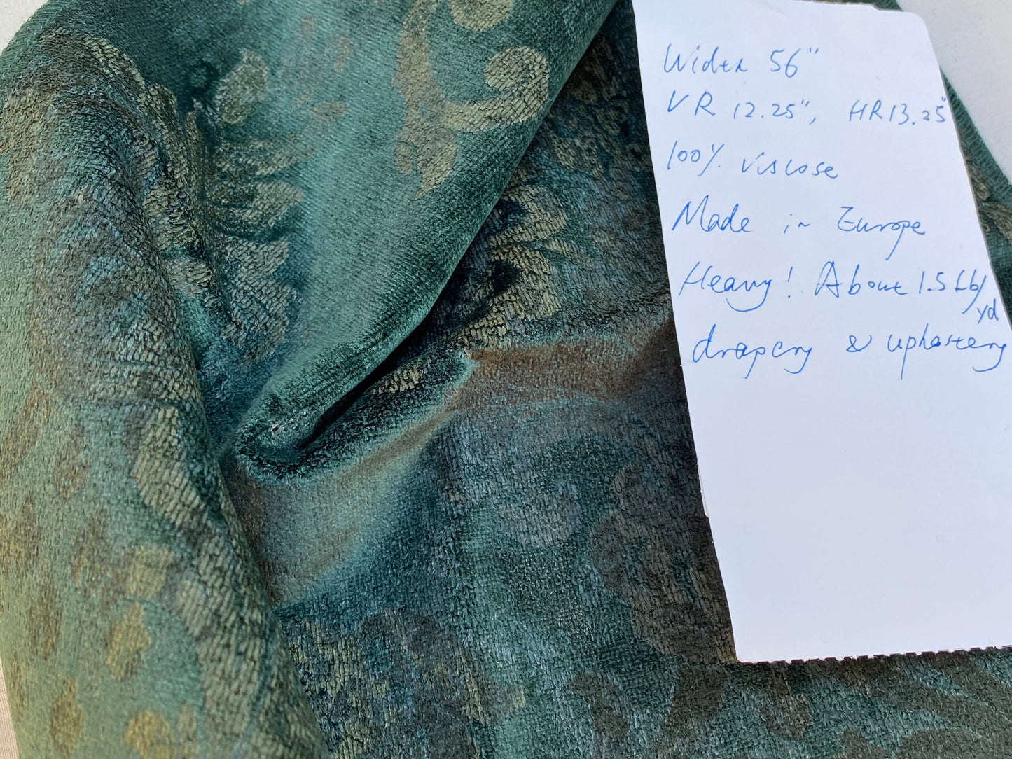 Velvet Rich Emerald Green Printed Renaissance Damask Radiance