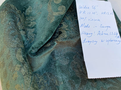 Velvet Rich Emerald Green Printed Renaissance Damask Radiance