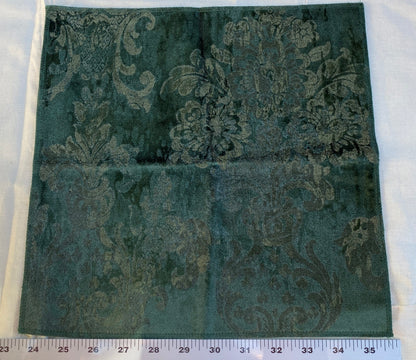 Velvet Rich Emerald Green Printed Renaissance Damask Radiance