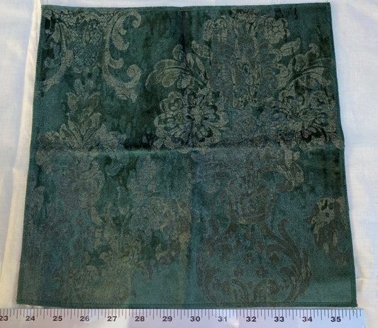 Velvet Rich Emerald Green Printed Renaissance Damask Radiance