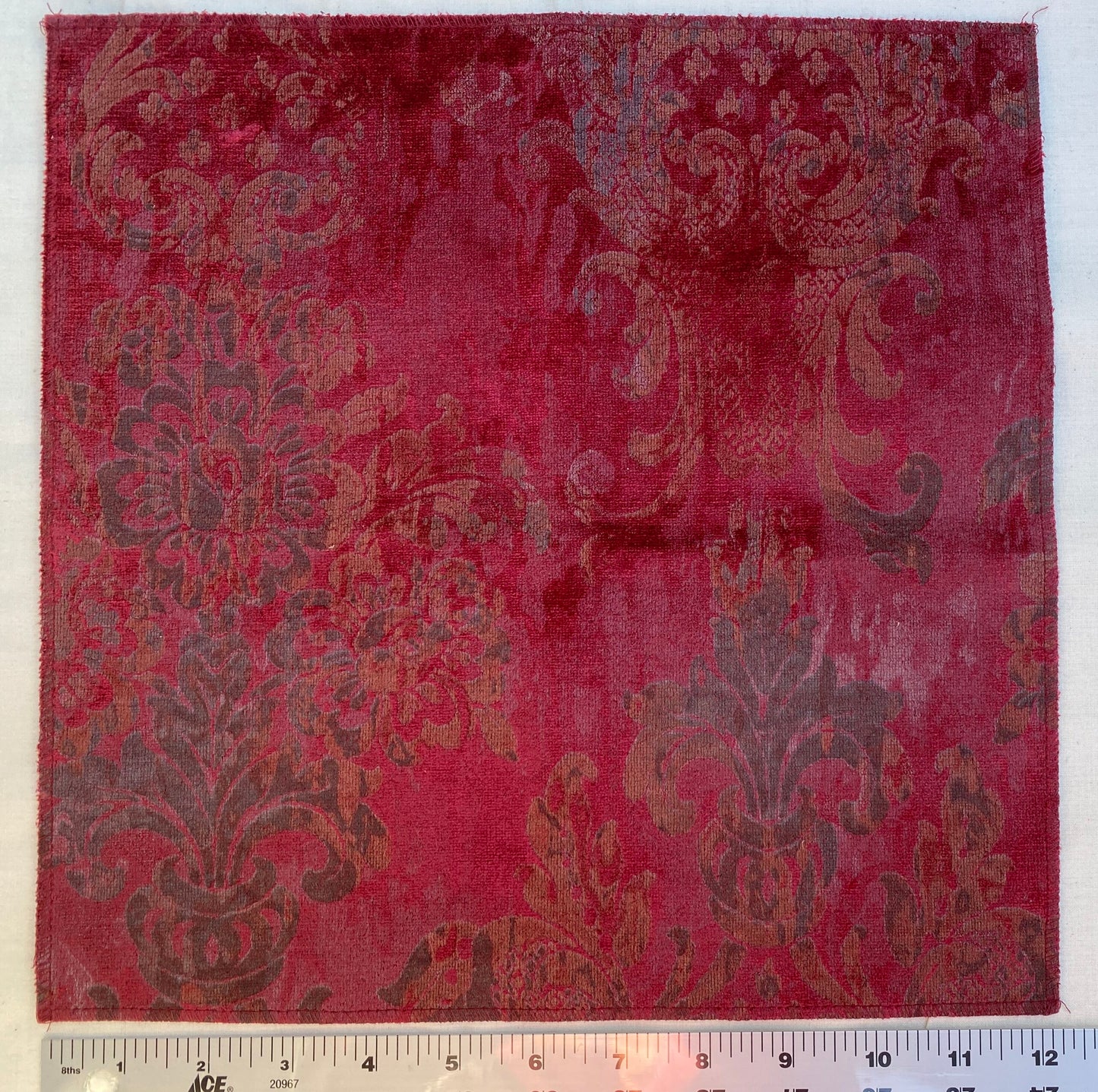 Venice Ruby Velvet Rich Red Printed Renaissance Damask Radiance