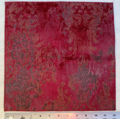 Venice Ruby Velvet Rich Red Printed Renaissance Damask Radiance