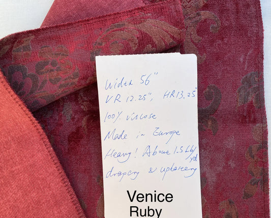 Venice Ruby Velvet Rich Red Printed Renaissance Damask Radiance