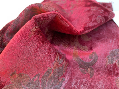 Venice Ruby Velvet Rich Red Printed Renaissance Damask Radiance