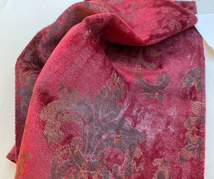 Venice Ruby Velvet Rich Red Printed Renaissance Damask Radiance