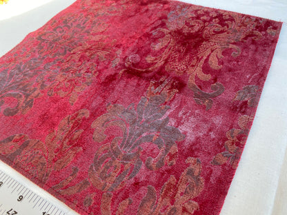 Venice Ruby Velvet Rich Red Printed Renaissance Damask Radiance