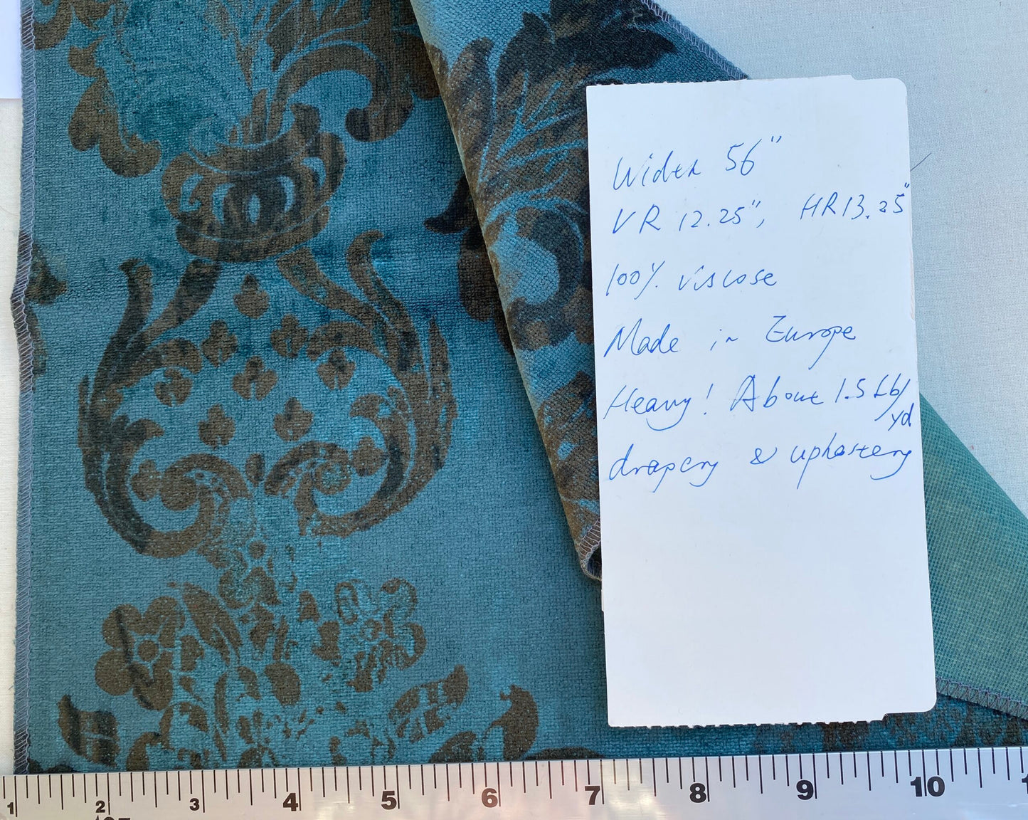 Venice Deep Teal Velvet Rich Blue Printed Renaissance Damask Radiance