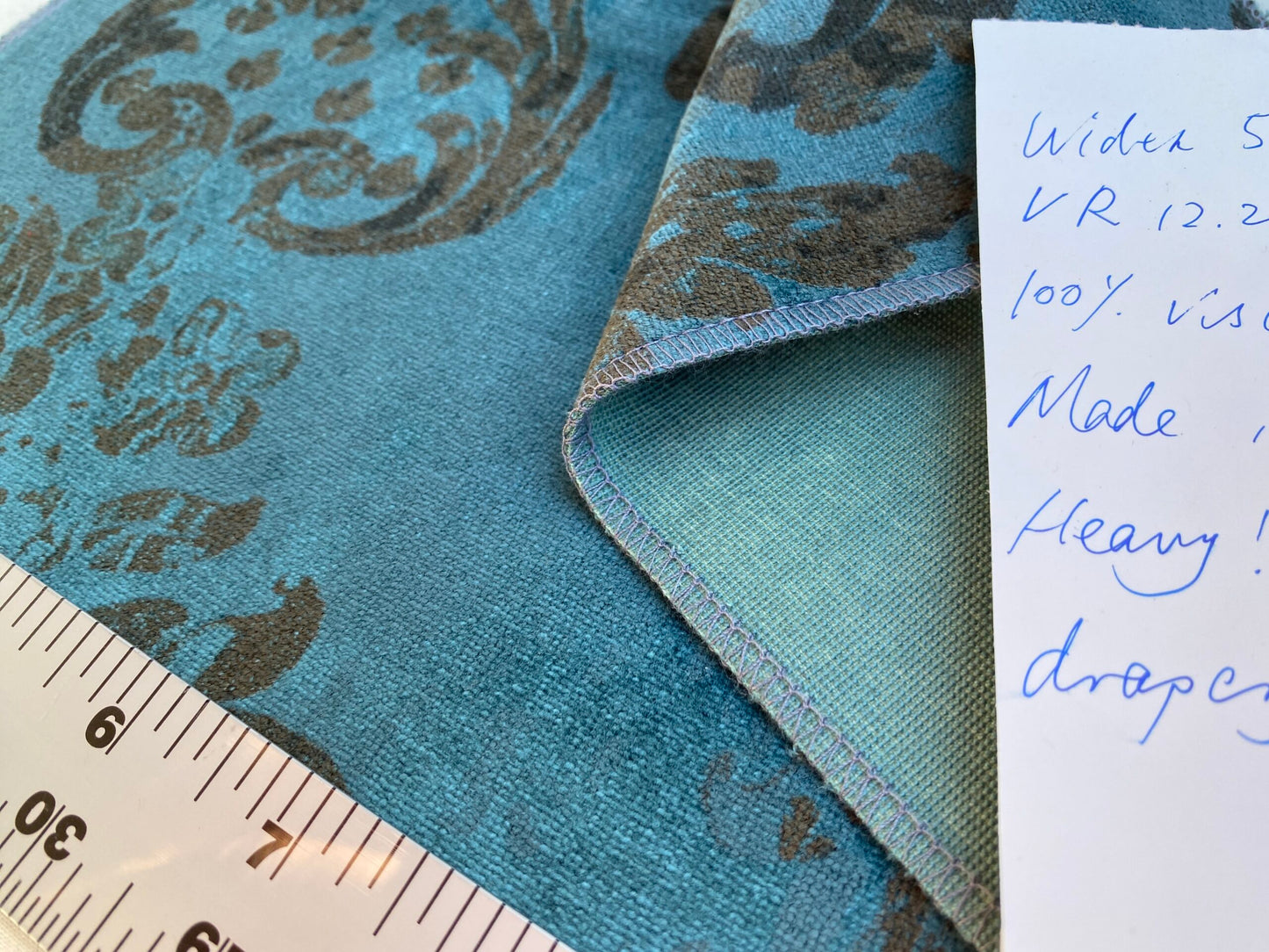 Venice Deep Teal Velvet Rich Blue Printed Renaissance Damask Radiance