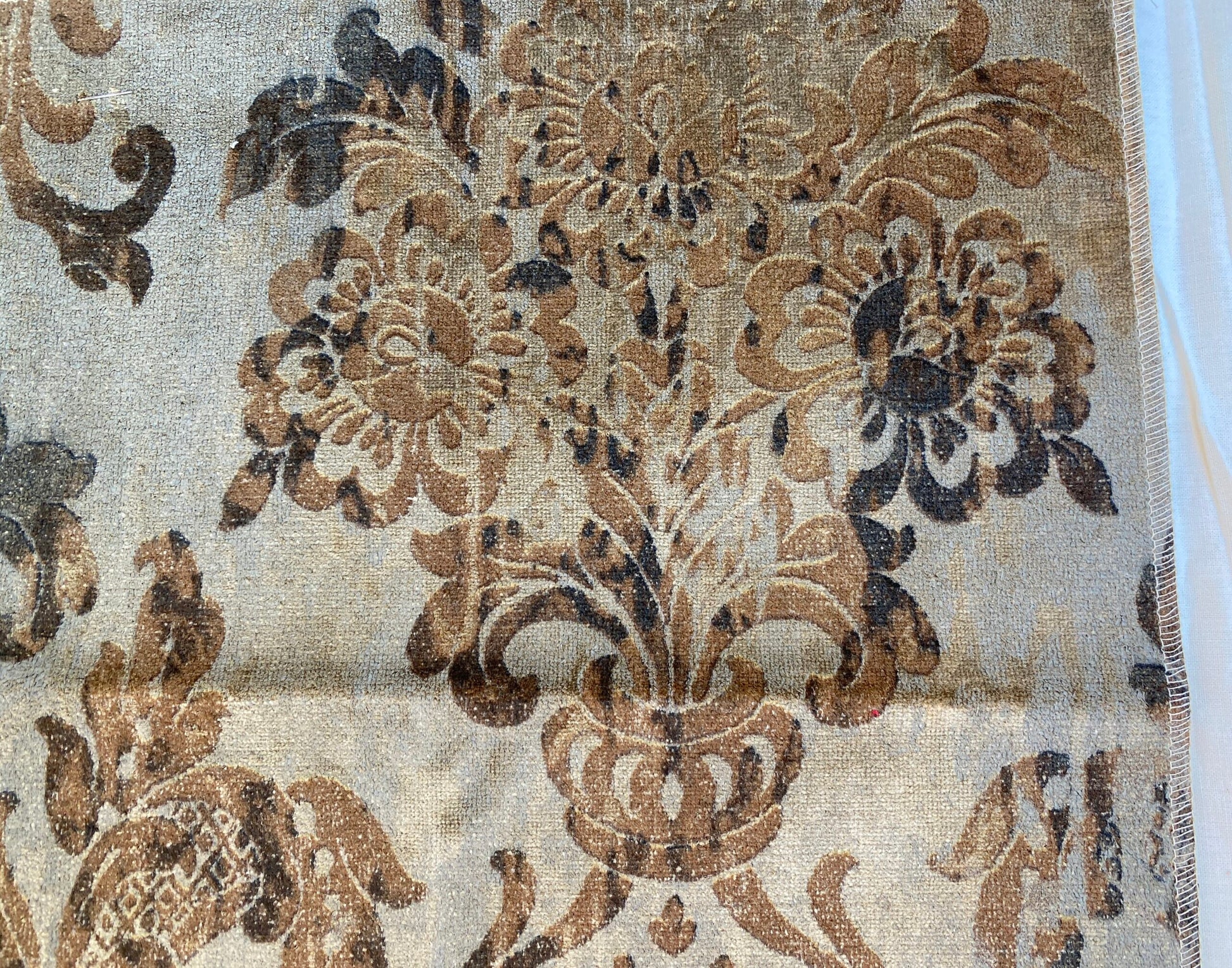 Venice Copper Velvet Rich Brown Printed Renaissance Damask Radiance