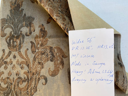 Venice Copper Velvet Rich Brown Printed Renaissance Damask Radiance