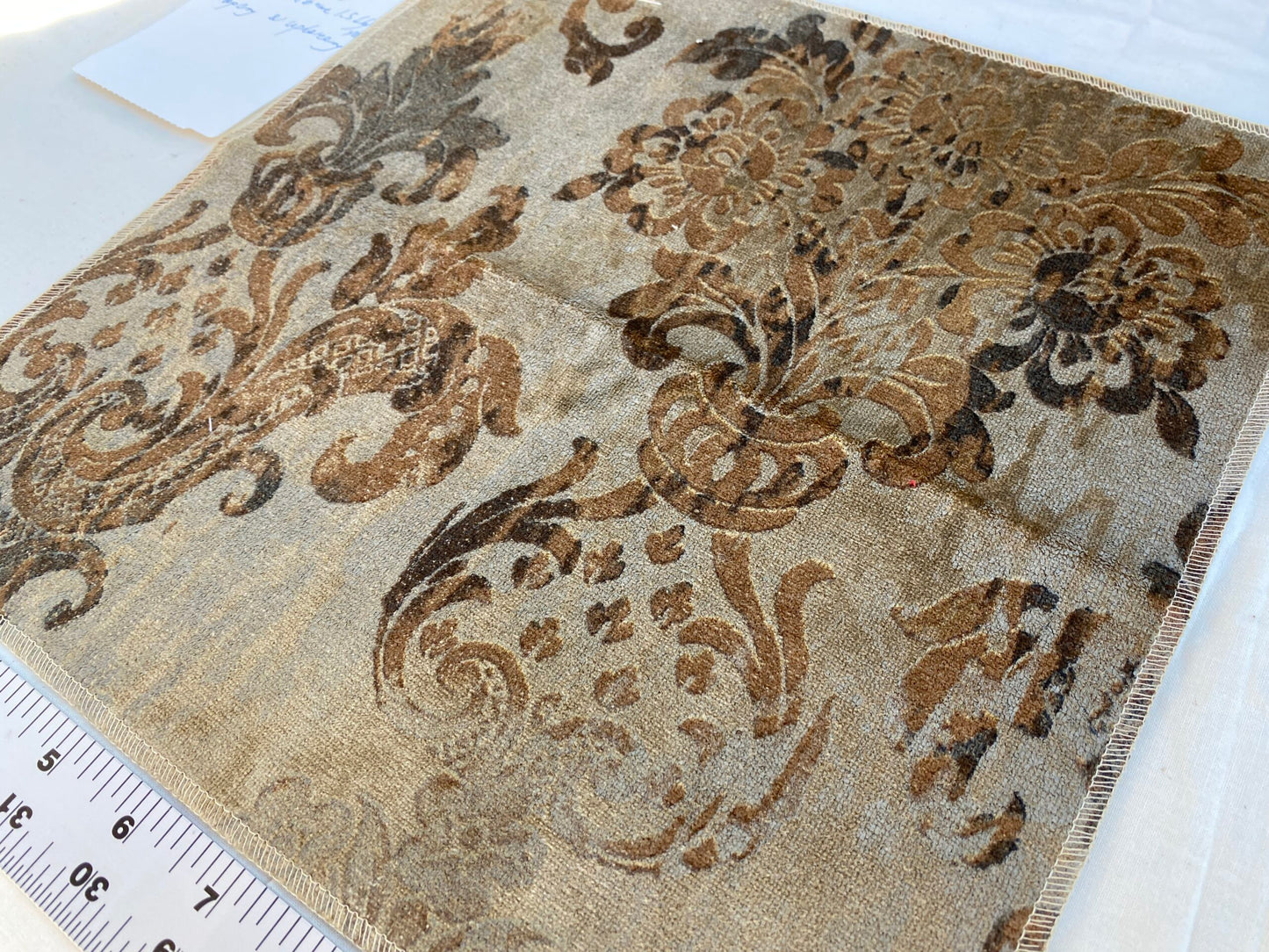 Venice Copper Velvet Rich Brown Printed Renaissance Damask Radiance