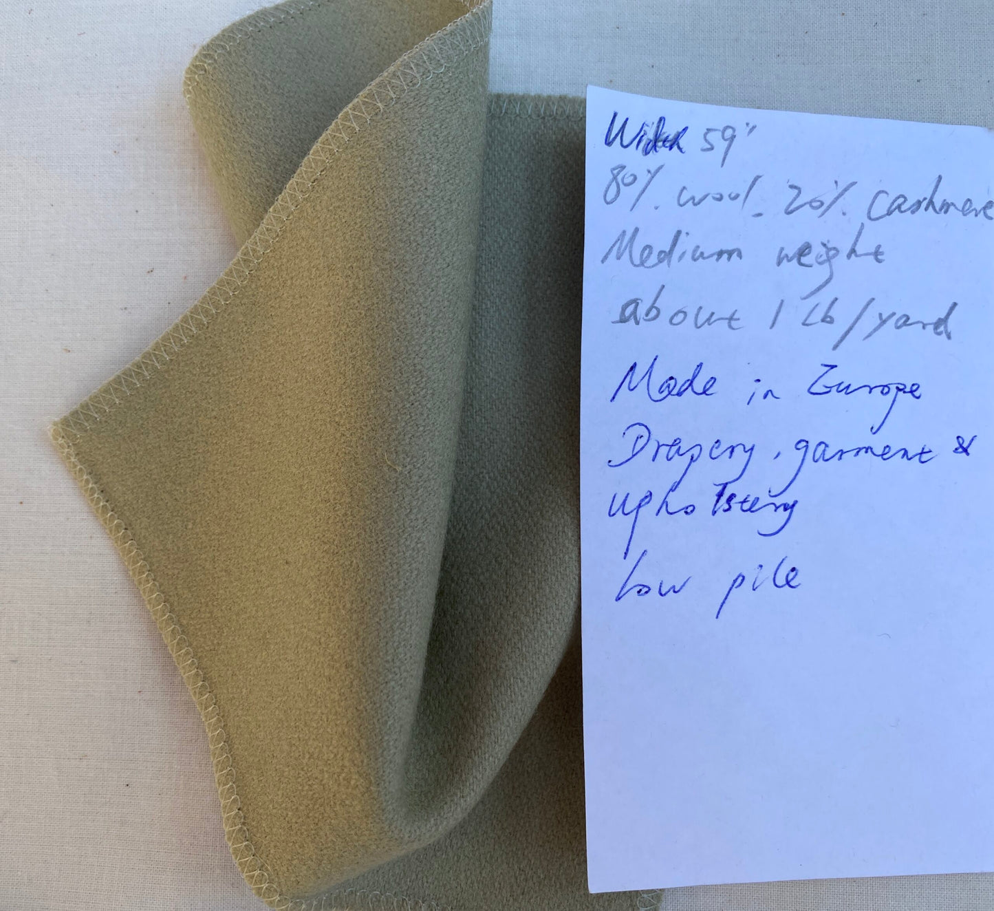 Designer Bering Sage Cashmere Wool Velvet Green